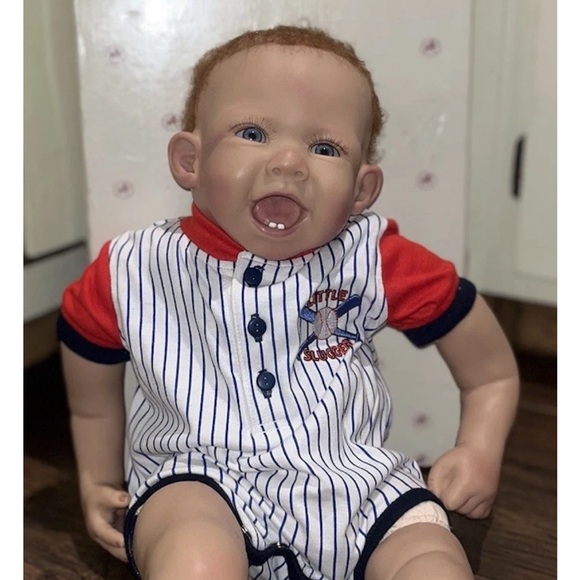 Ashton Drake Michael Little Slugger Silicone Reborn Weighted Baby Doll - Picture 10 of 11